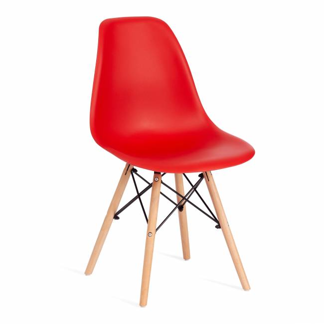 Стул CINDY (EAMES) (mod. 001) дерево бук/металл/сиденье пластик, 51x46x82см, красный/red (Комплект из 4 шт.) красный/red дерево бук/металл/сиденье пластик