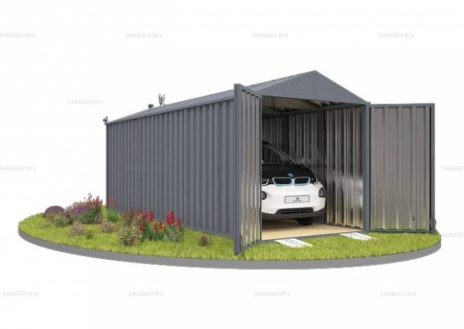 Хозблок SKOGGY секционный с двускатной крышей 6 х 2 м, брутальный серый