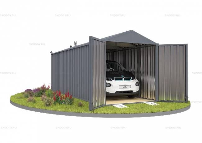 Хозблок SKOGGY секционный с двускатной крышей 6 х 2 м, брутальный серый