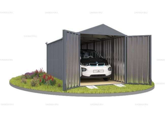 Хозблок SKOGGY секционный с двускатной крышей 6 х 2 м, брутальный серый