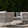 "Монако" лаунж-зона 4-местная из роупа со столом "Верона" (серый гранит), каркас светло-серый, роуп светло-серый