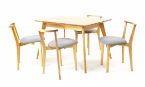 Стол Сканди 120 натур со стульями Франк натур рогожка серый