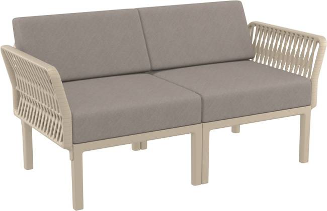Диван пластиковый двухместный с подушками Portofino Lounge бежевый, светло-коричневый 1600х800х690 мм