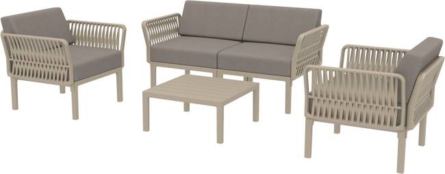 Диван пластиковый двухместный с подушками Portofino Lounge бежевый, светло-коричневый 1600х800х690 мм