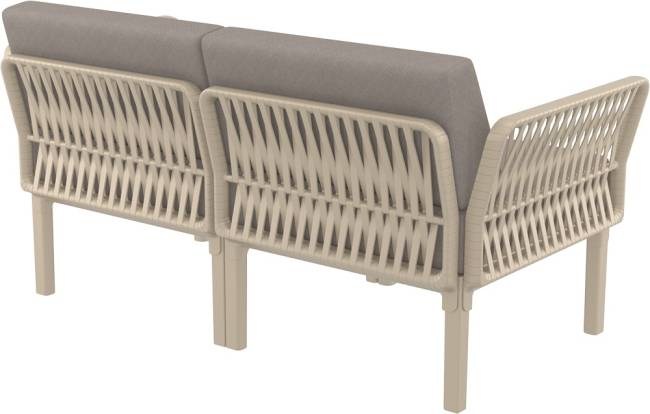 Диван пластиковый двухместный с подушками Portofino Lounge бежевый, светло-коричневый 1600х800х690 мм
