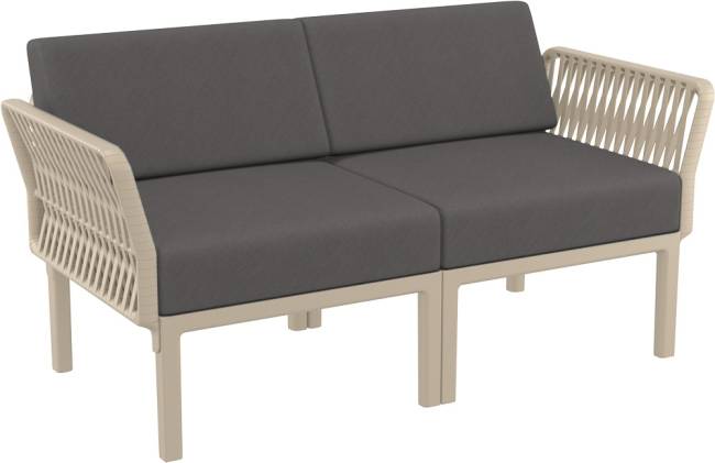 Диван пластиковый двухместный с подушками Portofino Lounge бежевый, темно-серый 1600х800х690 мм Диван пластиковый двухместный с подушками Portofino Lounge бежевый, темно-серый 1600х800х690 мм