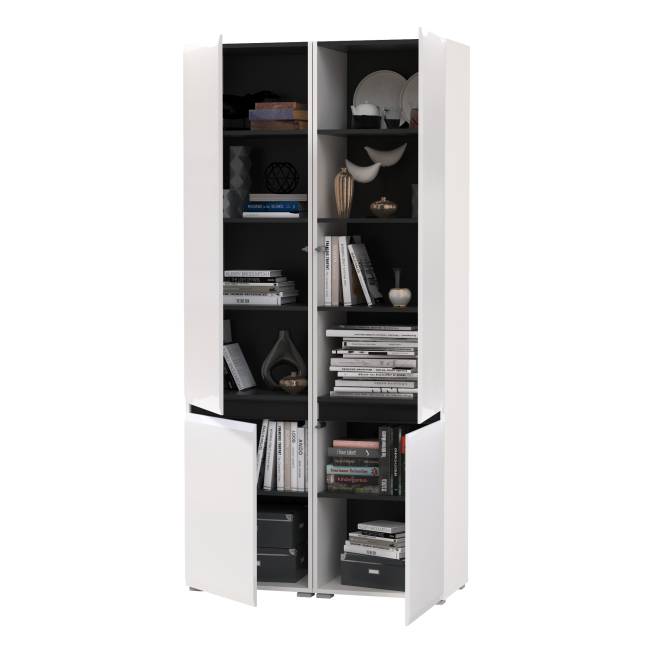 Два пенала с дверками Сидней 13.200 цвет белый/чёрный/МДФ белый глянец Два пенала с дверками Сидней 13.200 цвет белый/чёрный/МДФ белый глянец