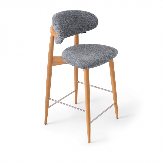 Стул Glory полубарный серый, опора бук светлый