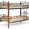 Кровать BOLERO двухярусная дерево гевея/металл, 90*200 см (bunk bed), красный дуб/черный дуб темный