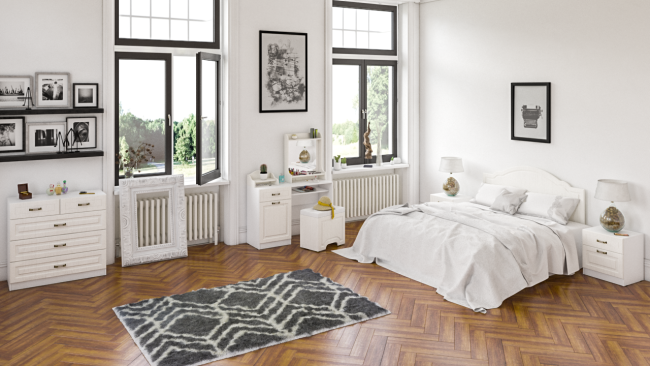 Стол туалетный с пуфом, с зеркалом и настольной полкой Ливерпуль цвет ясень ваниль/белый Стол туалетный с пуфом, с зеркалом и настольной полкой Ливерпуль цвет ясень ваниль/белый