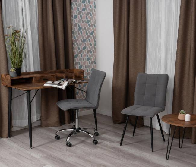 Комплект кресло+стул Bari/Бари LT, велюр, серый/черный, 29 серый/черный флок