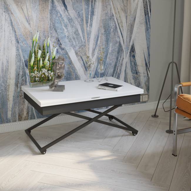 Стол универсальный трансформируемый АНДРЭ Loft ЛДСП белый/чёрный