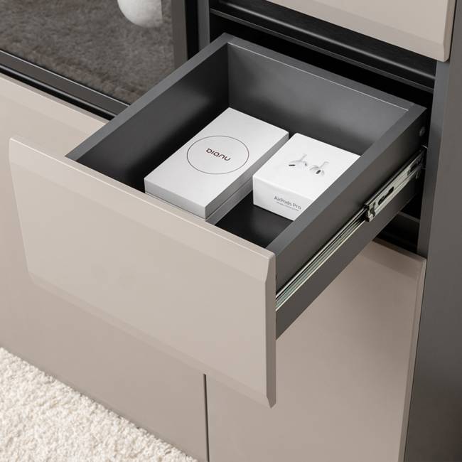 Два пенала с выдвижным ящиком Сидней цвет антрацит/МДФ веллюто капучино Два пенала с выдвижным ящиком Сидней цвет антрацит/МДФ веллюто капучино