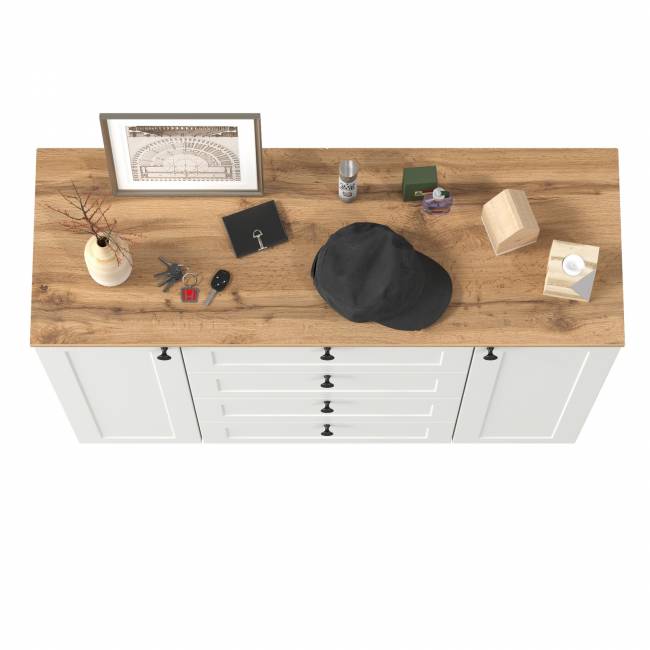 Комод Остин 16.221 цвет белый шагрень/дуб крафт золотой