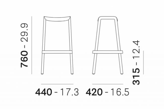 Табурет пластиковый барный Dome черный 440х420х760 мм