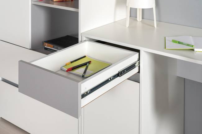 Стол компьютерный с двумя шкафами и навесной полкой Торонто цвет белый шагрень/стальной серый Стол компьютерный с двумя шкафами и навесной полкой Торонто цвет белый шагрень/стальной серый