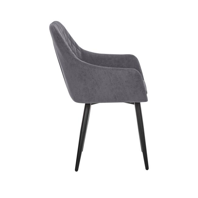 Стул с подлокотниками Leset Слим, каркас Черный, велюр Графит Графит Черный