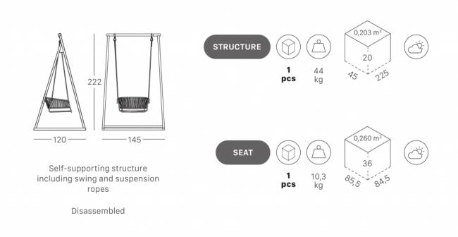 Качели плетеные Lisa Swing терракотовый, оранжевый 1450х1200х2220 мм Качели плетеные Lisa Swing терракотовый, оранжевый 1450х1200х2220 мм