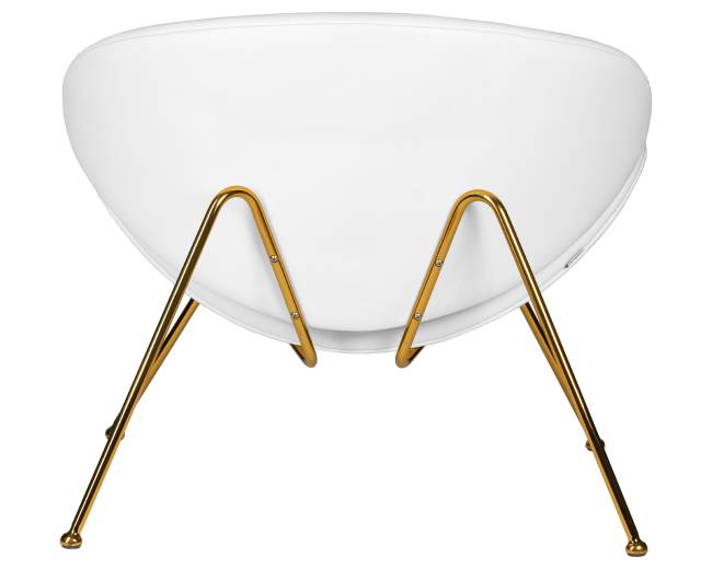 Кресло дизайнерское DOBRIN EMILY, белый винил YP17, золотое основание