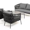 "Диего" лаунж-зона 4-местная плетеная из роупа (веревки), каркас алюминиевый темно-серый, роуп темно-серый