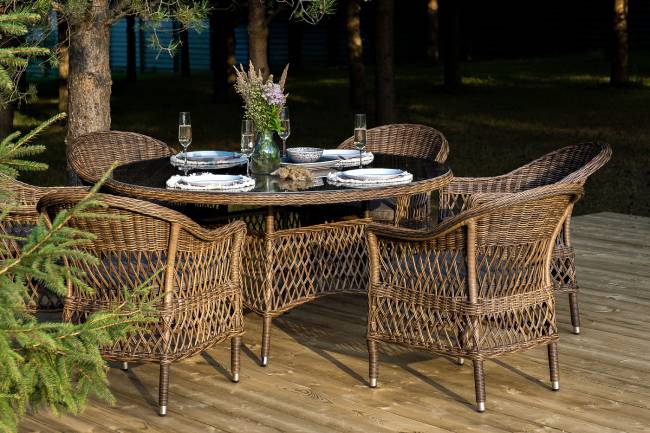 "Эспрессо - 150 S" обеденная группа плетеная, цвет коричневый