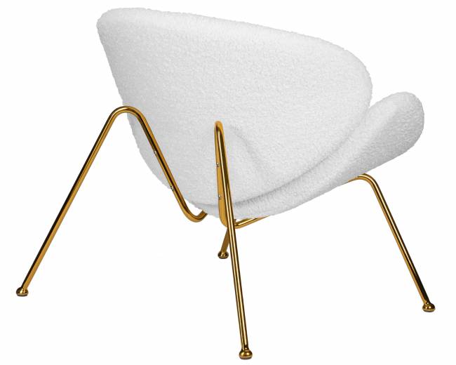 Кресло дизайнерское DOBRIN EMILY, белый (букле) ткань, золотое основание