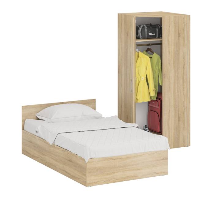 Кровать односпальная 1200 с угловым шкафом Стандарт цвет дуб сонома