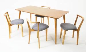 Стол Монте 120 натур со стульями Франк натур рогожка серый