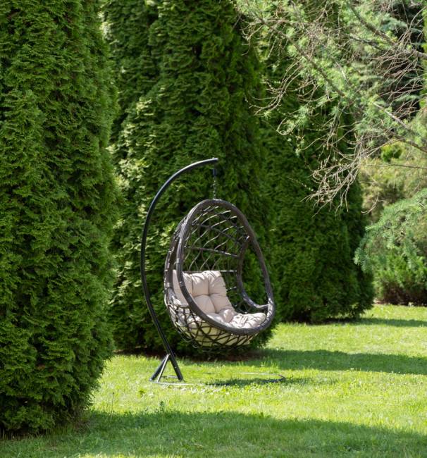 "Венеция" подвесное кресло-кокон из искусственного ротанга, цвет бронзовый с бежевой подушкой "Венеция" подвесное кресло-кокон из искусственного ротанга, цвет бронзовый с бежевой подушкой