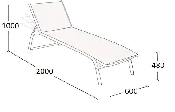 Шезлонг-лежак металлический Navy серебристый 2000х600х1000 мм Шезлонг-лежак металлический Navy серебристый 2000х600х1000 мм