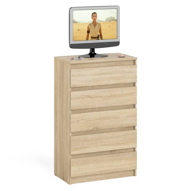 Узкий комод пять ящиков Мори МК700.5 цвет дуб сонома