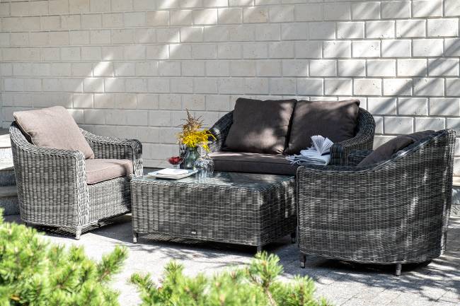 "Кон Панна" диван из искусственного ротанга двухместный, цвет графит "Кон Панна" диван из искусственного ротанга двухместный, цвет графит