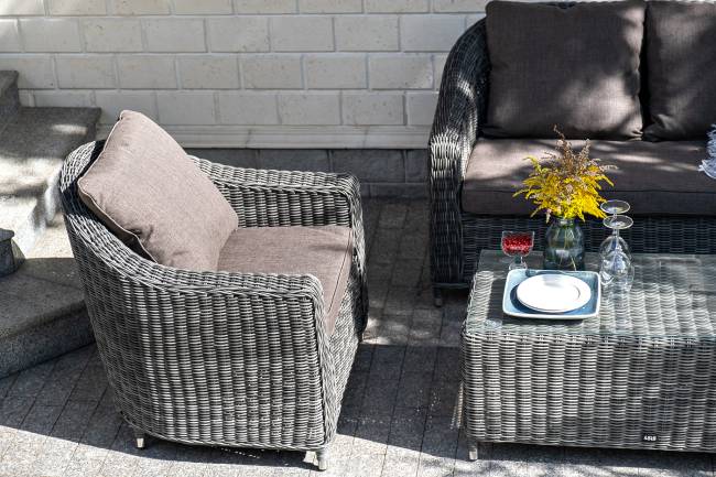 "Кон Панна" диван из искусственного ротанга двухместный, цвет графит "Кон Панна" диван из искусственного ротанга двухместный, цвет графит