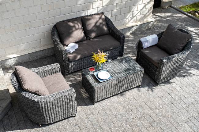 "Кон Панна" диван из искусственного ротанга двухместный, цвет графит "Кон Панна" диван из искусственного ротанга двухместный, цвет графит