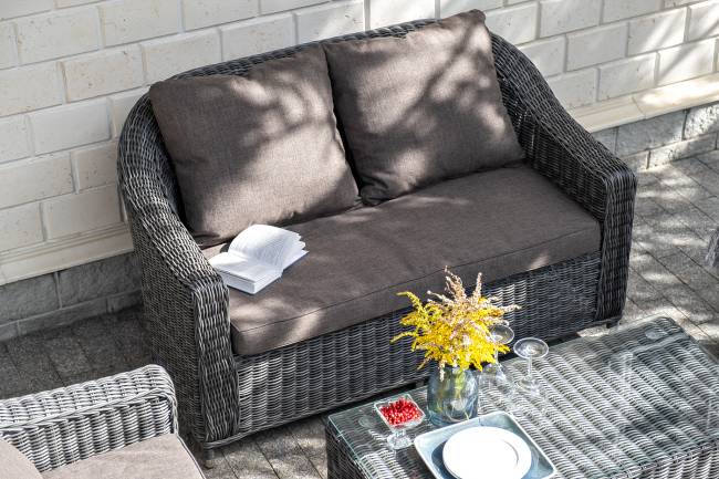 "Кон Панна" диван из искусственного ротанга двухместный, цвет графит "Кон Панна" диван из искусственного ротанга двухместный, цвет графит