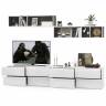 Две ТВ тумбы Сидней с полками цвет белый/чёрный/фасады МДФ белый глянец