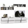 Две ТВ тумбы Сидней с полками цвет белый/чёрный/фасады МДФ белый глянец