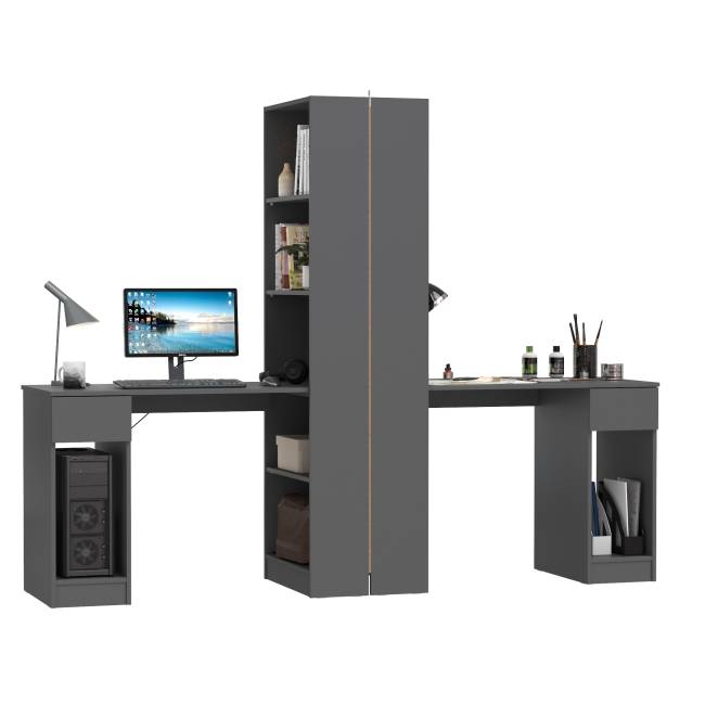 Шкафы комбинированные Лайт 10.01 с компьютерными столами цвет тёмно-серый Шкафы комбинированные Лайт 10.01 с компьютерными столами цвет тёмно-серый