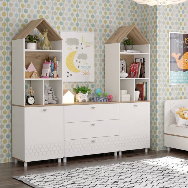 Детская стенка Эйп цвет белый/дуб белый Детская стенка Эйп цвет белый/дуб белый