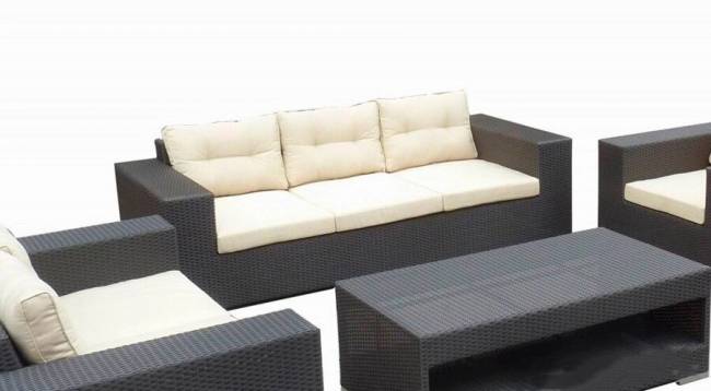 Комплект для отдыха "Ланта", из искусственного ротанга , 1+2+2, черный, коричневый