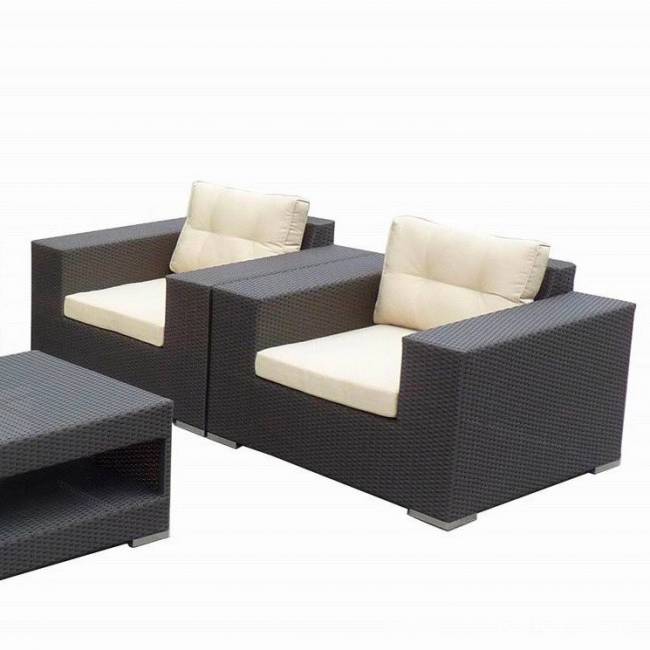 Комплект для отдыха "Ланта", из искусственного ротанга , 1+2+2, черный, коричневый