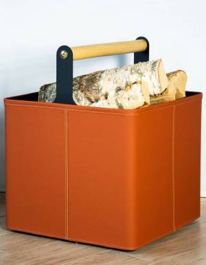 Дровница "Stockholm", экокожа медно-рыжая