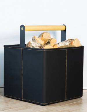 Дровница "Stockholm", экокожа черная